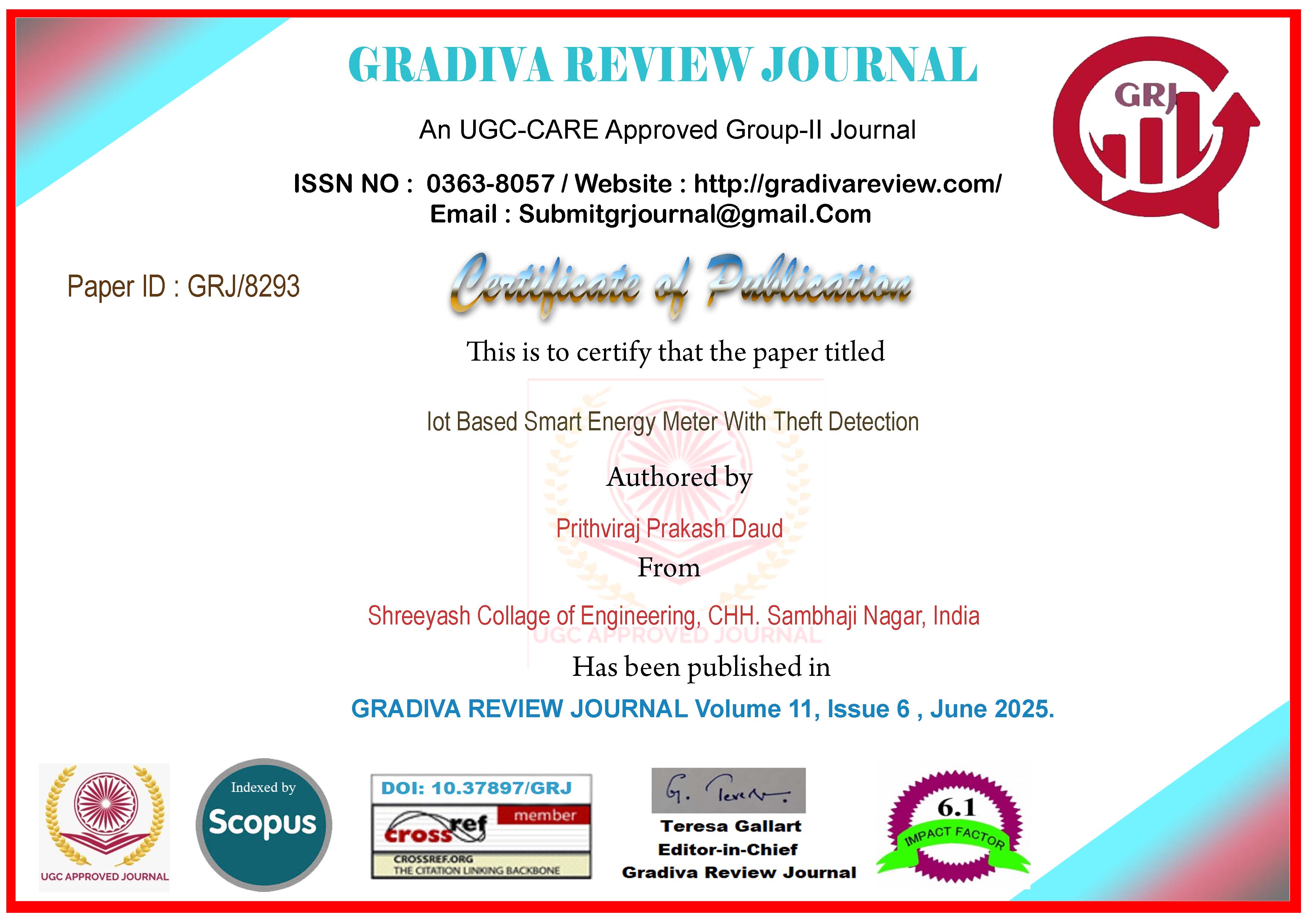 Gradiva Review Journal (UGC-CARE, Scopus Indexed)